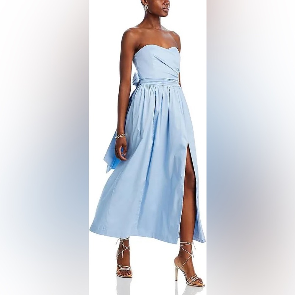 French Connection Florida Summer strapless maxi in Cashmere Blue